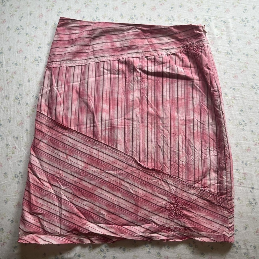 Ben Sherman Asymmetrical Pink Striped Skirt